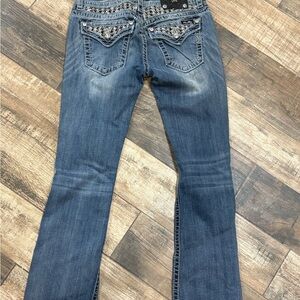 Miss Me Blue Flare Jeans with Embellished Pockets